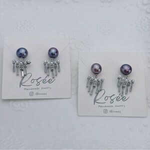E55  Handmade Freshwater Baroque Pearl Earrings